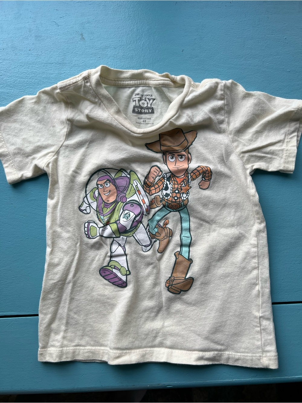 Kids Cream Graphic Tee with Buzz Lightyear & Woody